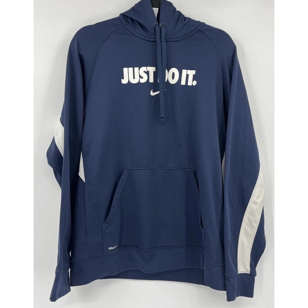 Nike Therma Fit Just Do It Hoodie Sweatshirt Men's Size Medium Navy